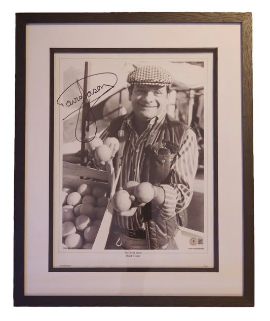 signed and framed black and white photo