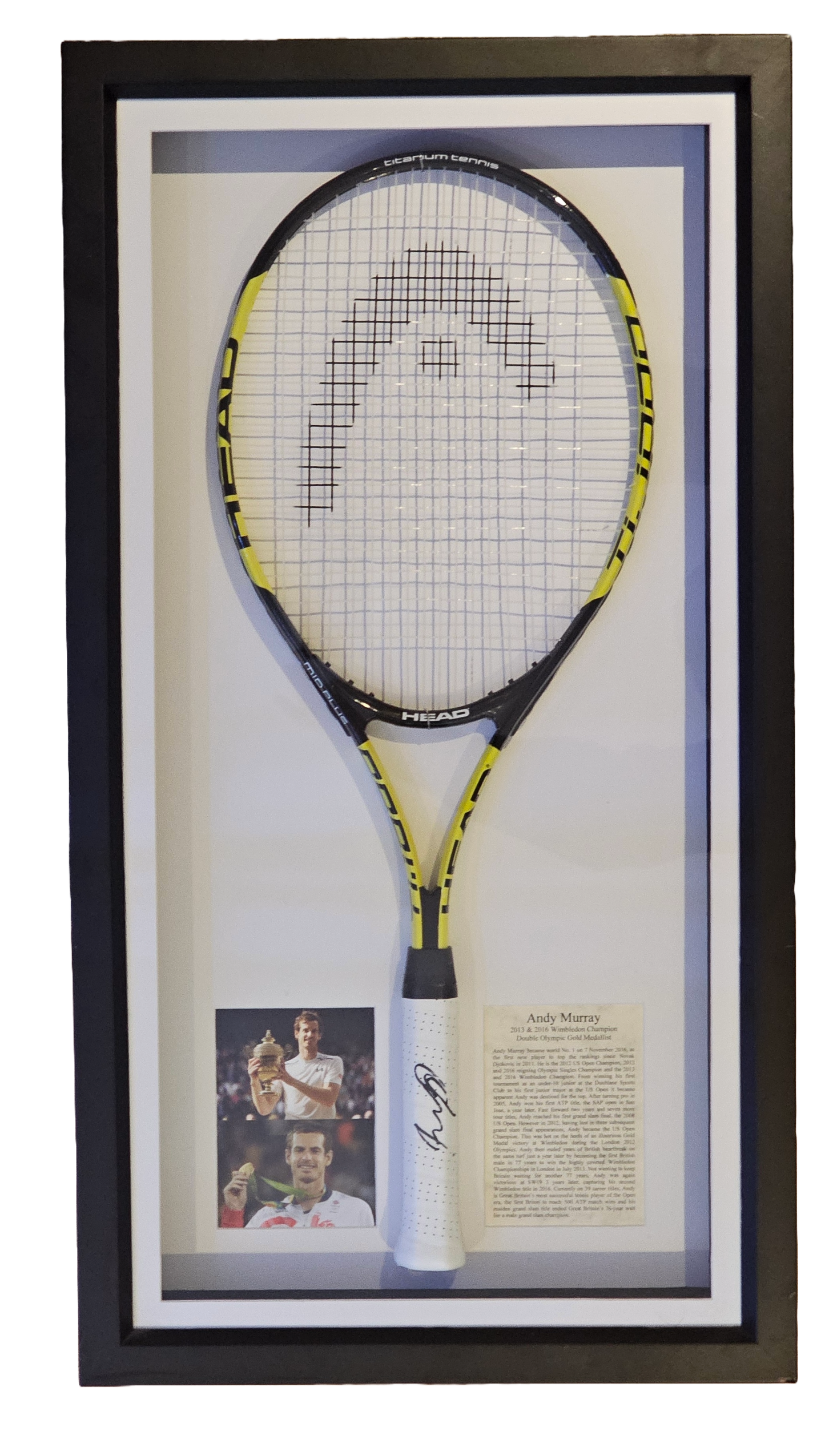Andy Murray signed Head Ti 1000 tennis racket - grip signature detail