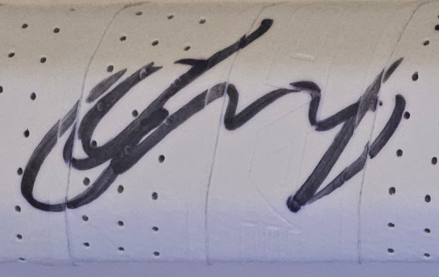 Close-up of Andy Murray’s autograph on Head Ti 1000 racket grip - Liaisons and AMAA Authenticated