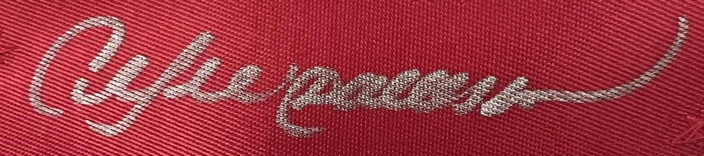 Close-up of Andre Dawson’s autograph on custom baseball shirt - JSA and AMAA Authenticated
