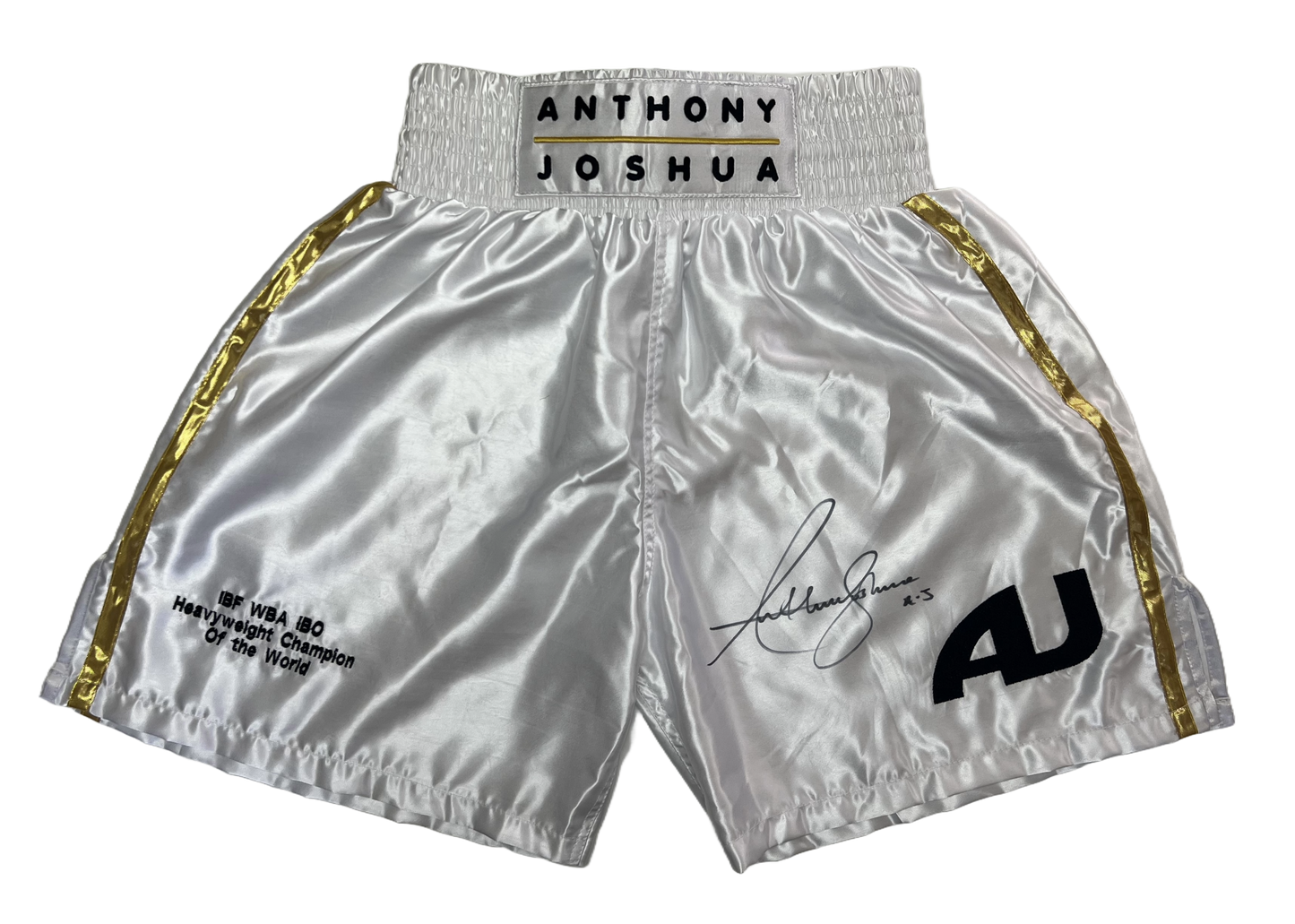 Anthony Joshua signed boxing shorts - large clear autograph