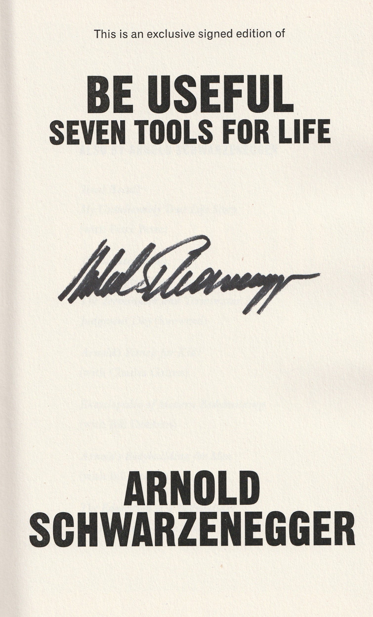 Arnold Schwarzenegger signed book - action movie icon