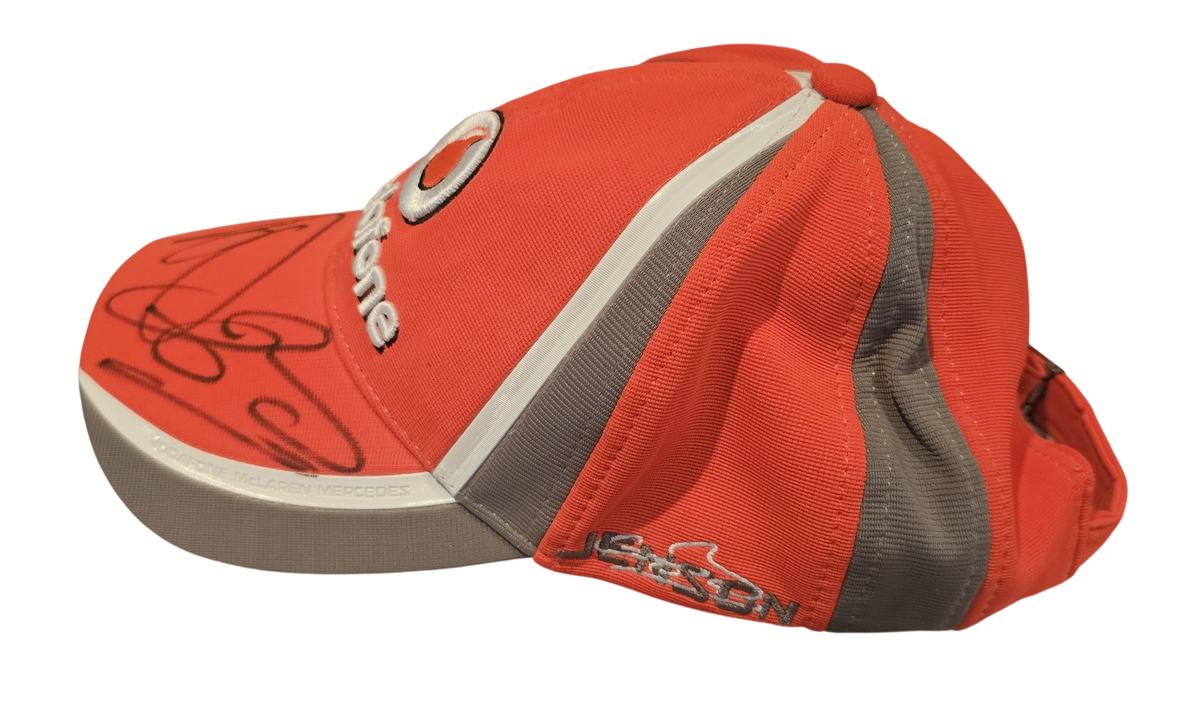 Lewis Hamilton & Jenson Button Signed Vodafone McLaren Mercedes F1 Cap – ACG Authenticated with LOA