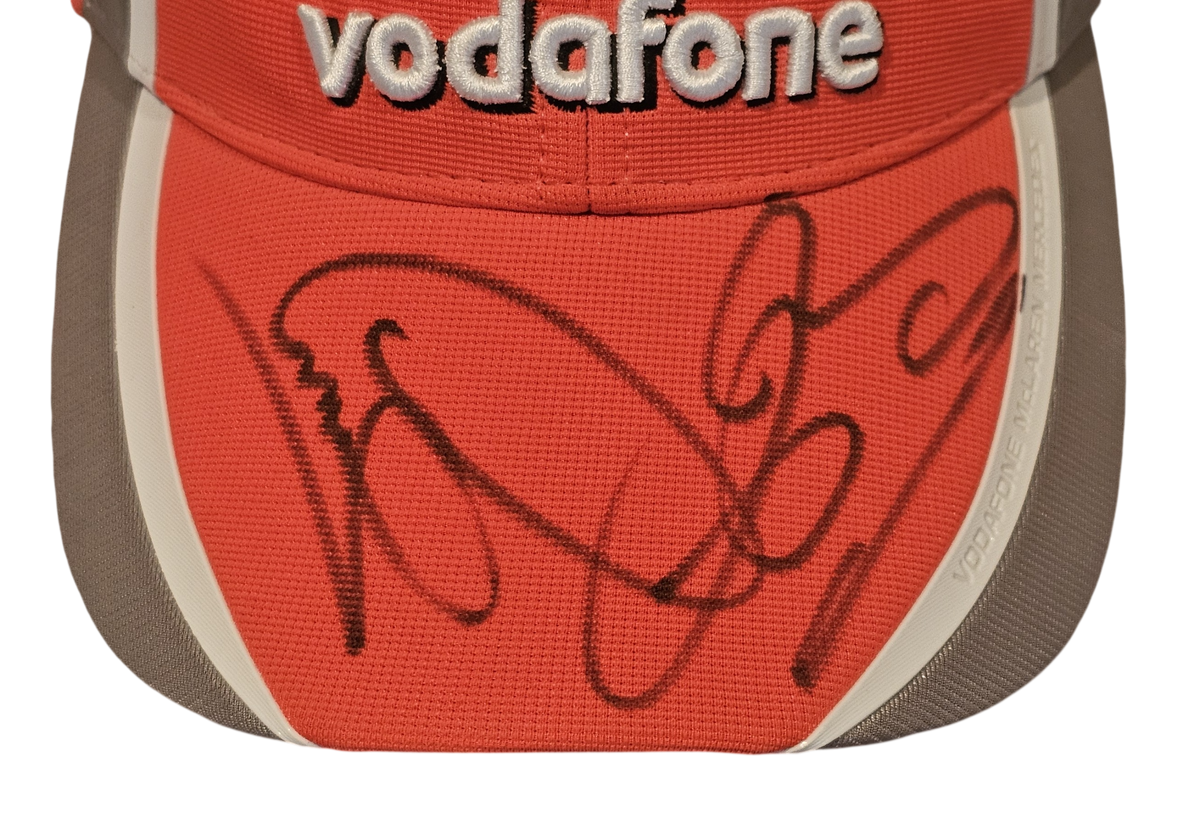 Lewis Hamilton & Jenson Button Signed Vodafone McLaren Mercedes F1 Cap – ACG Authenticated with LOA